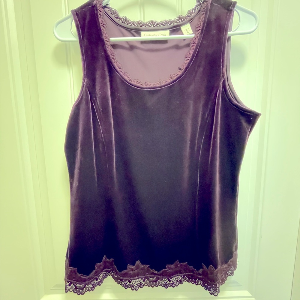 EUC Coldwater Creek purple velvet cami M